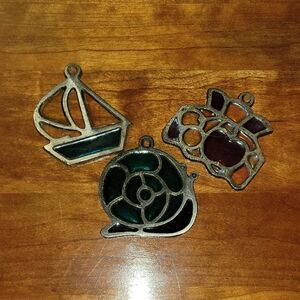 Vintage Stained Glass Suncathers Set Of 3